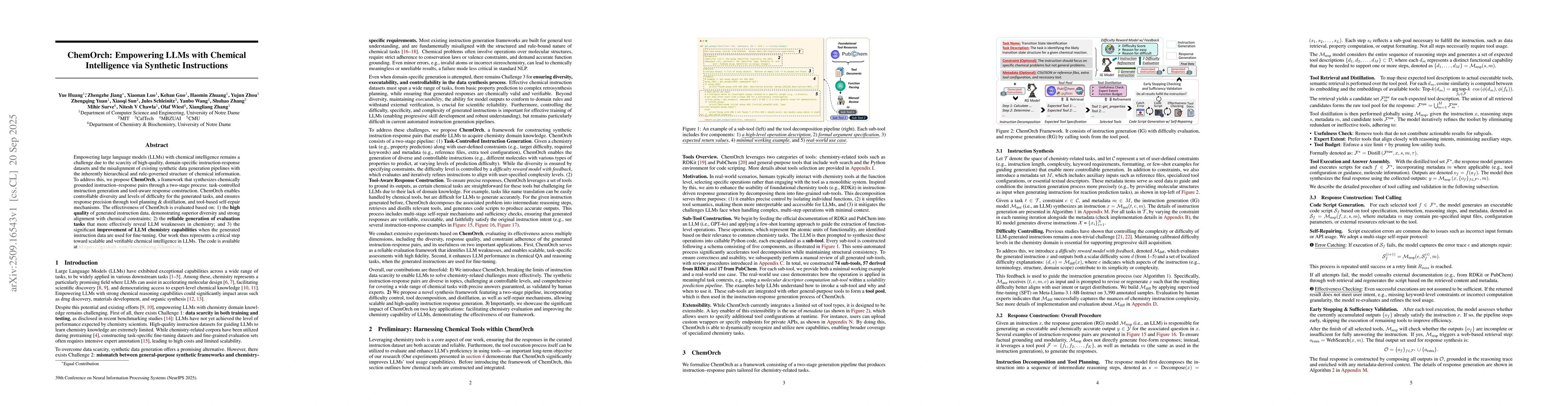 Thumbnail for ChemOrch: Empowering LLMs with Chemical Intelligence via Synthetic
  Instructions