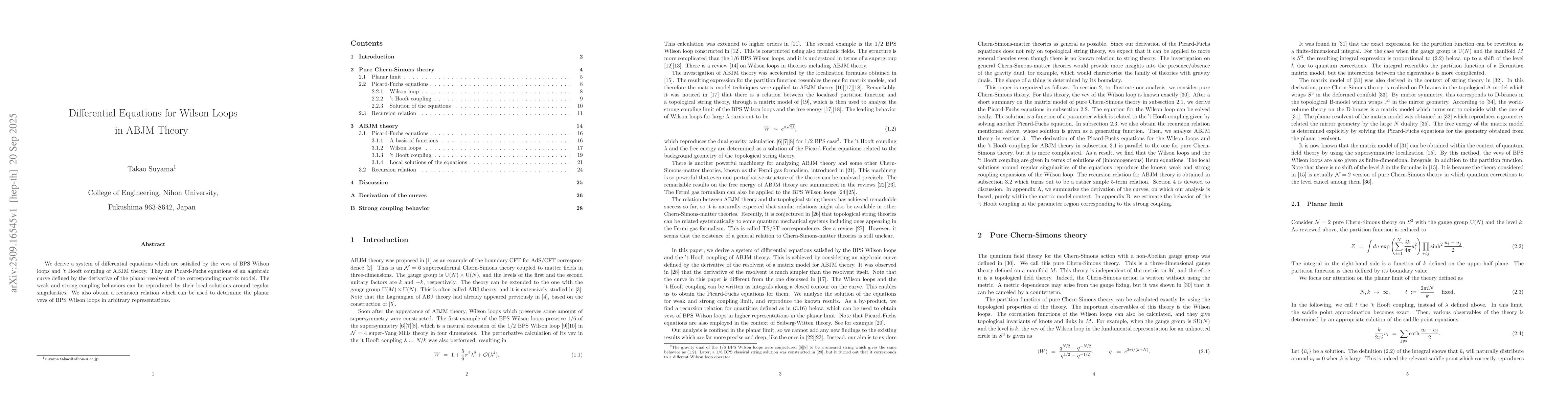 Thumbnail for Differential Equations for Wilson Loops in ABJM Theory