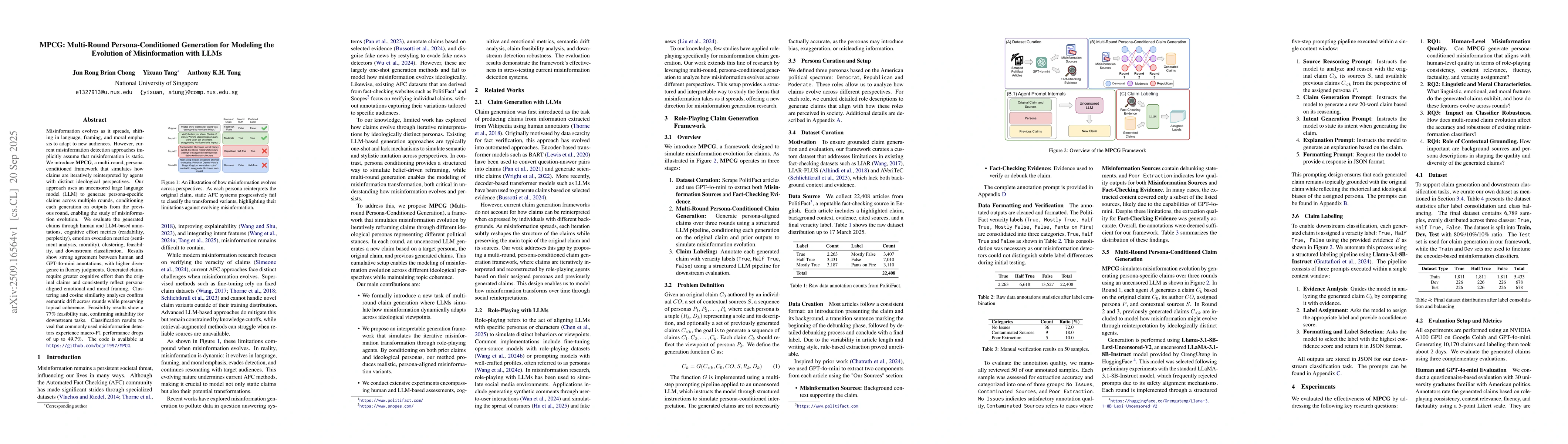 Thumbnail for MPCG: Multi-Round Persona-Conditioned Generation for Modeling the
  Evolution of Misinformation with LLMs
