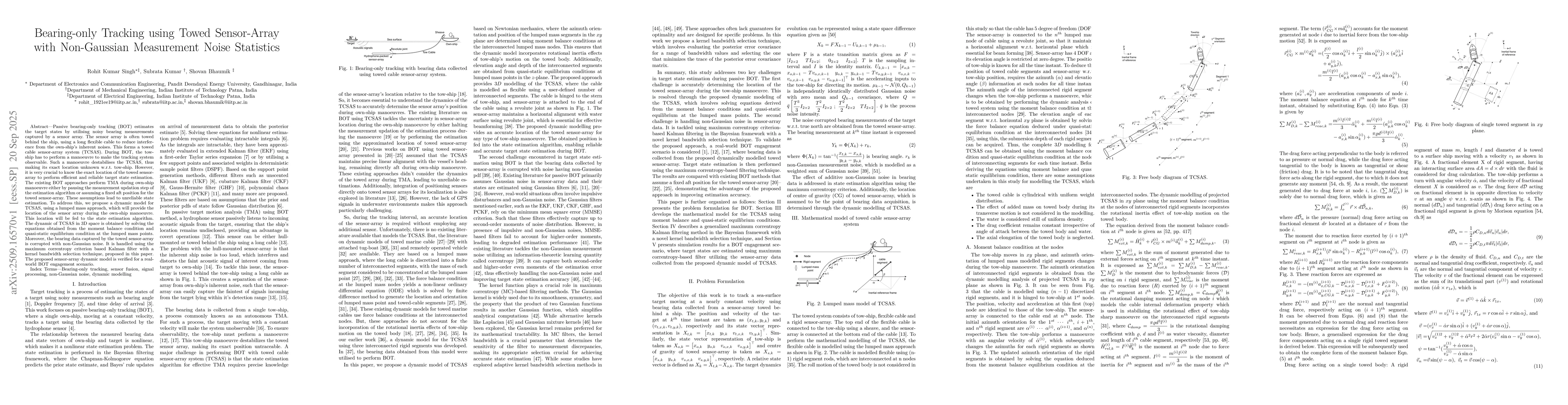 Thumbnail for Bearing-only Tracking using Towed Sensor-Array with Non-Gaussian
  Measurement Noise Statistics