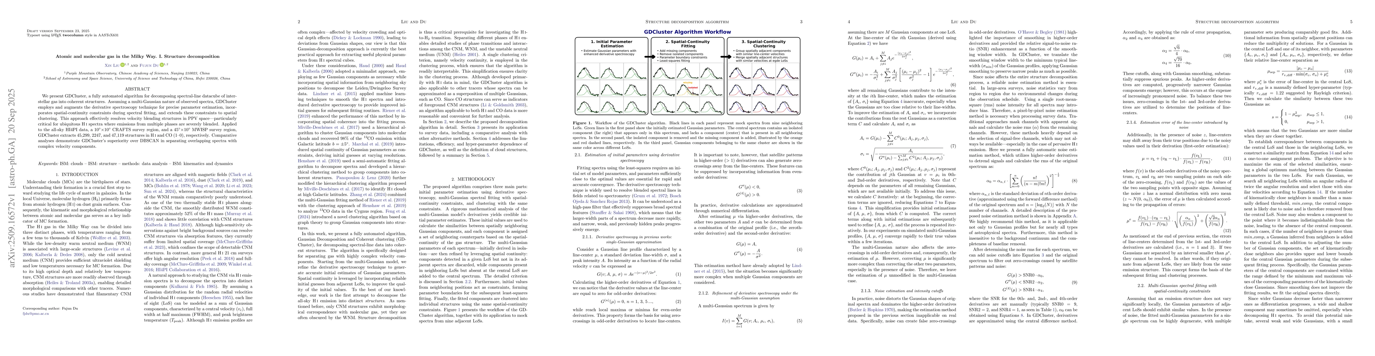 Thumbnail for Atomic and molecular gas in the Milky Way. I. Structure decomposition