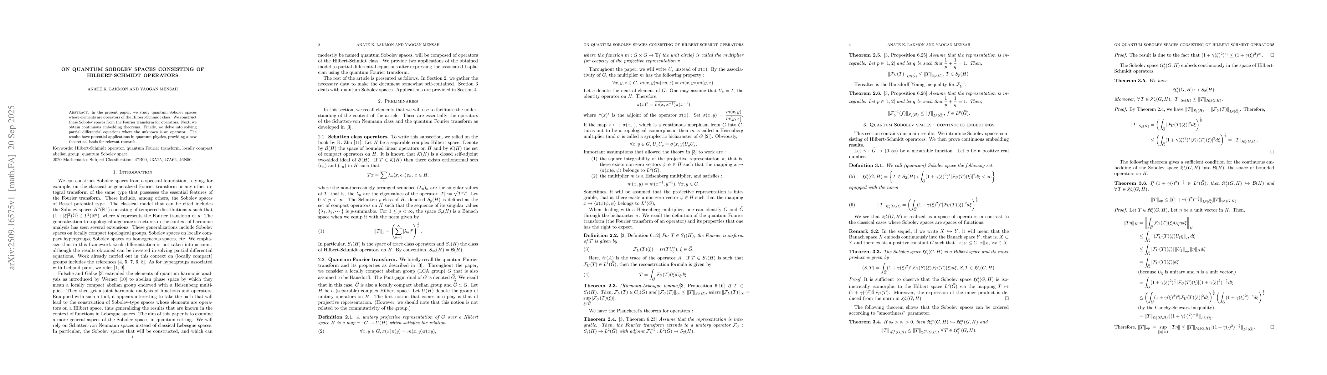 Thumbnail for On quantum Sobolev spaces consisting of Hilbert-Schmidt operators