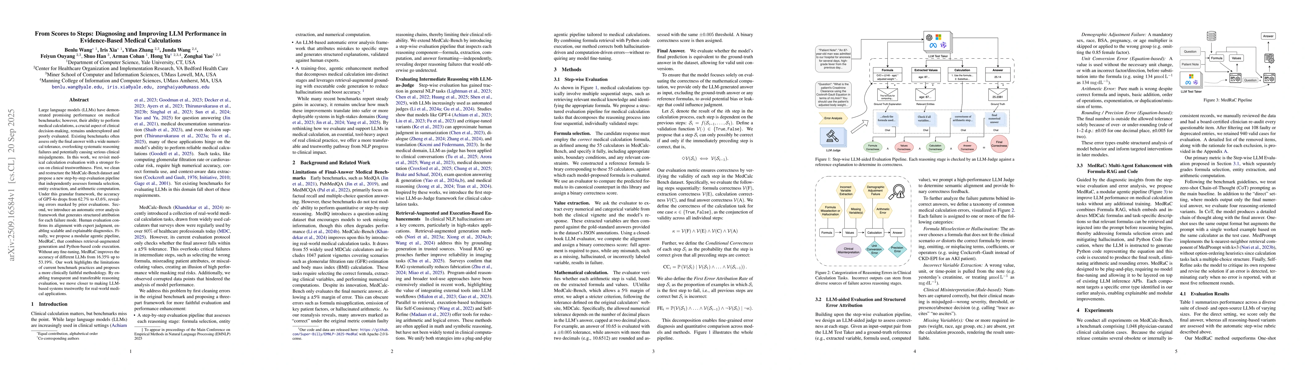 Thumbnail for From Scores to Steps: Diagnosing and Improving LLM Performance in
  Evidence-Based Medical Calculations