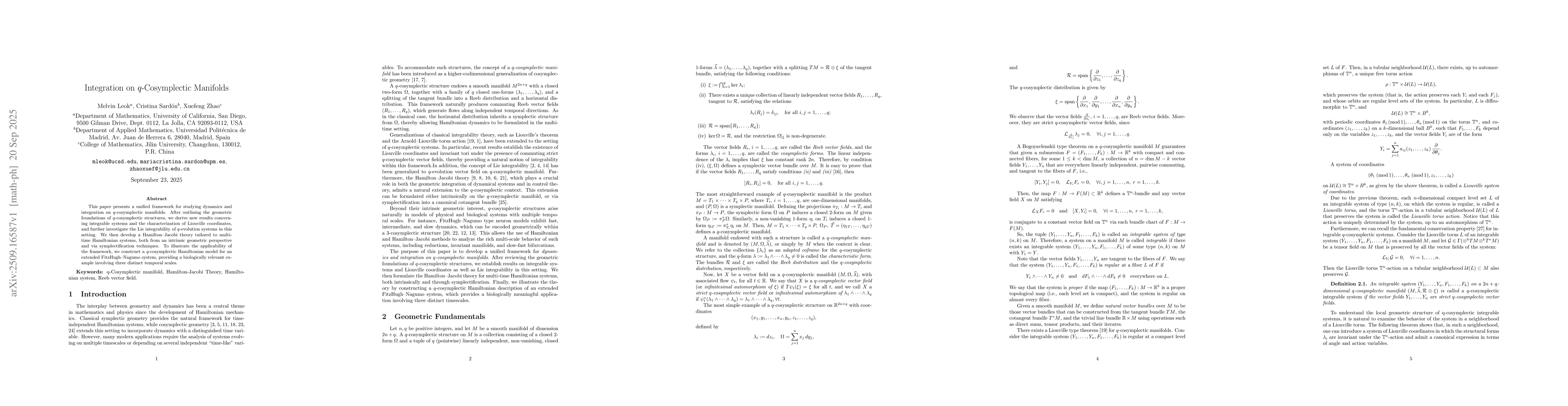 Thumbnail for Integration on $q$-Cosymplectic Manifolds