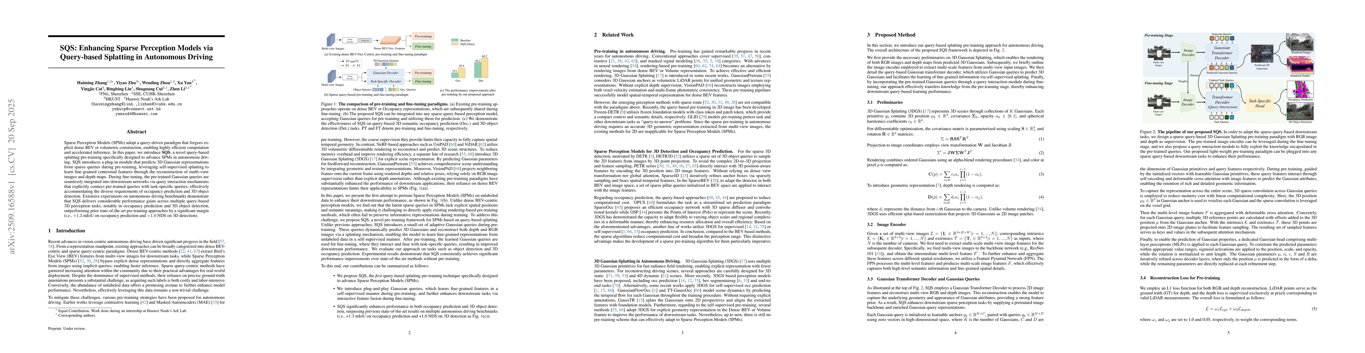 Thumbnail for SQS: Enhancing Sparse Perception Models via Query-based Splatting in
  Autonomous Driving
