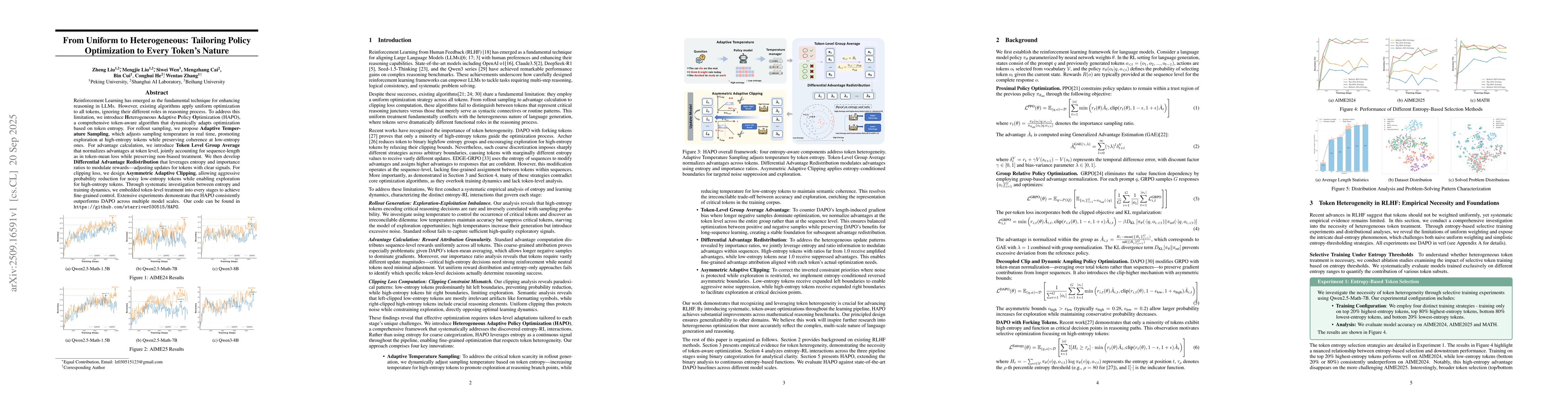 Thumbnail for From Uniform to Heterogeneous: Tailoring Policy Optimization to Every
  Token's Nature