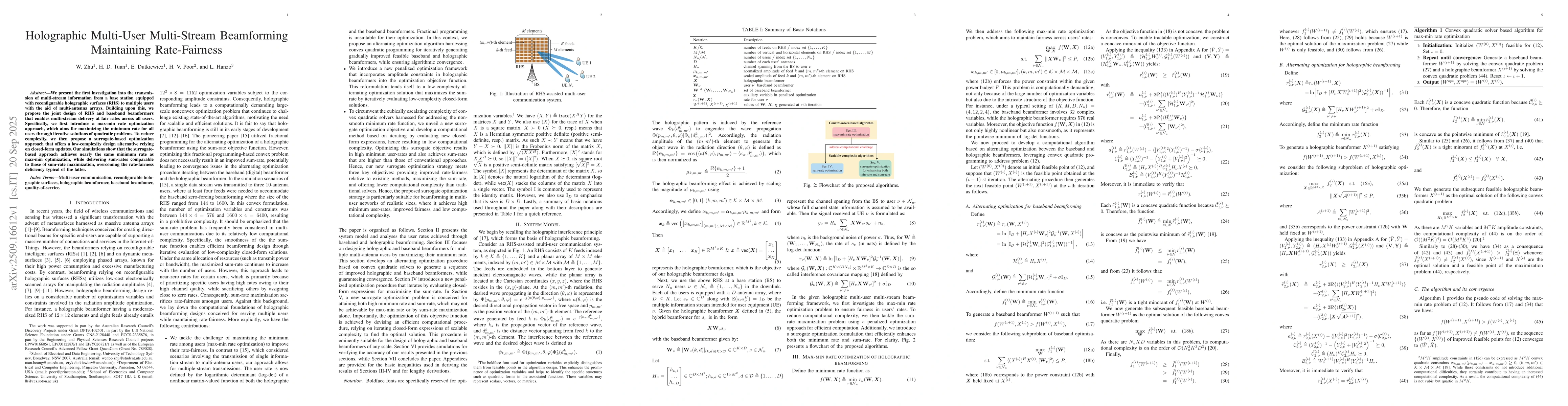 Thumbnail for Holographic Multi-User Multi-Stream Beamforming Maintaining
  Rate-Fairness