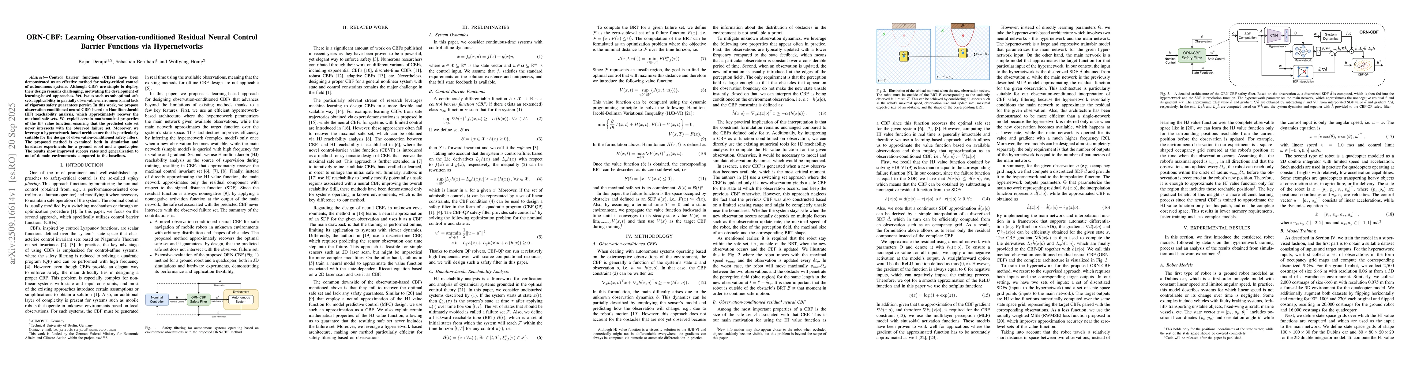 Thumbnail for ORN-CBF: Learning Observation-conditioned Residual Neural Control
  Barrier Functions via Hypernetworks