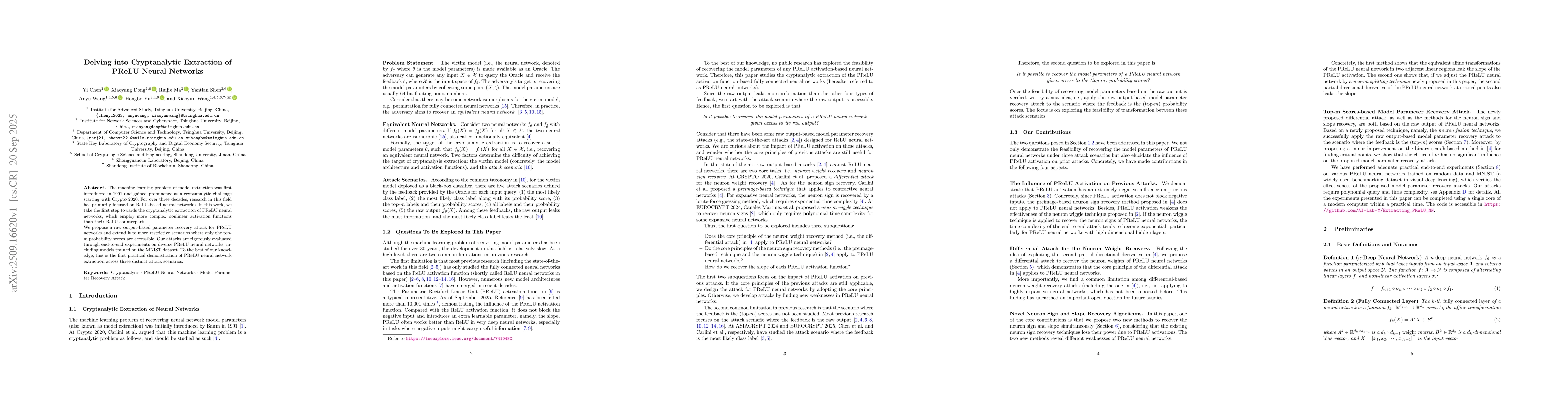 Thumbnail for Delving into Cryptanalytic Extraction of PReLU Neural Networks