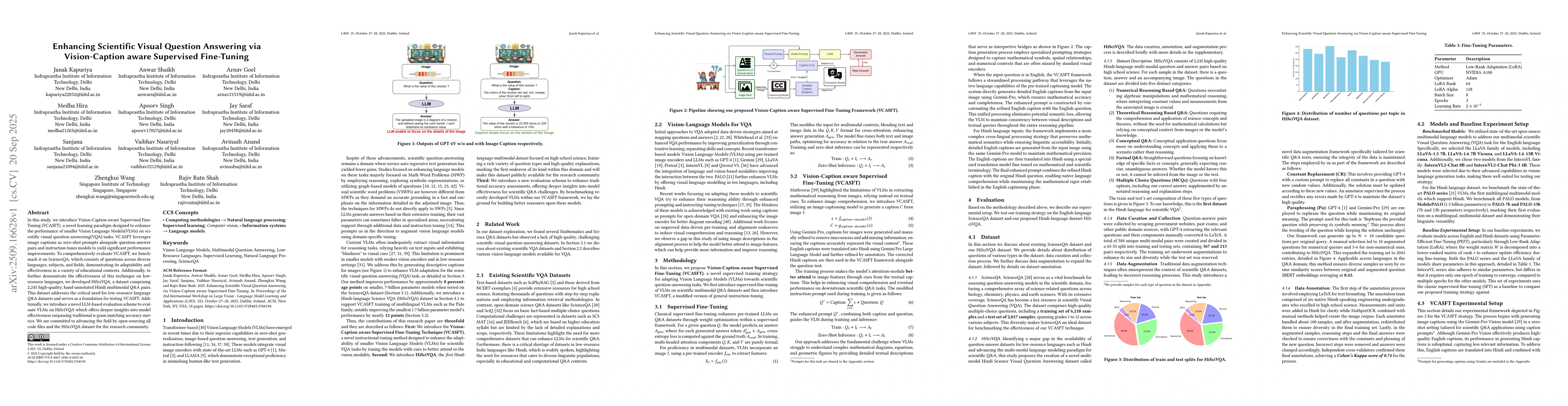 Thumbnail for Enhancing Scientific Visual Question Answering via Vision-Caption aware
  Supervised Fine-Tuning