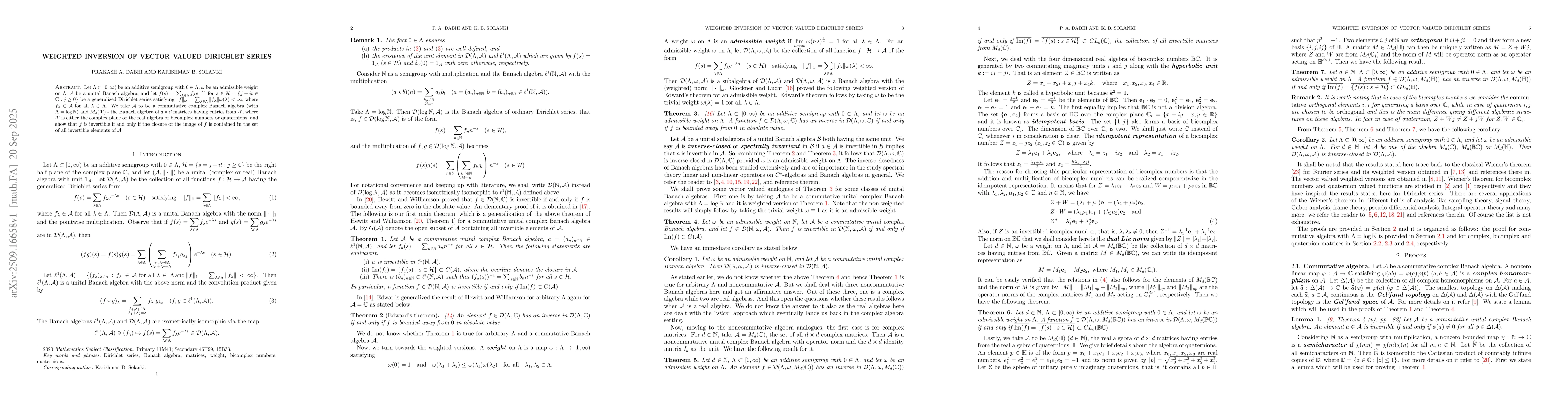 Thumbnail for Weighted inversion of vector valued Dirichlet series
