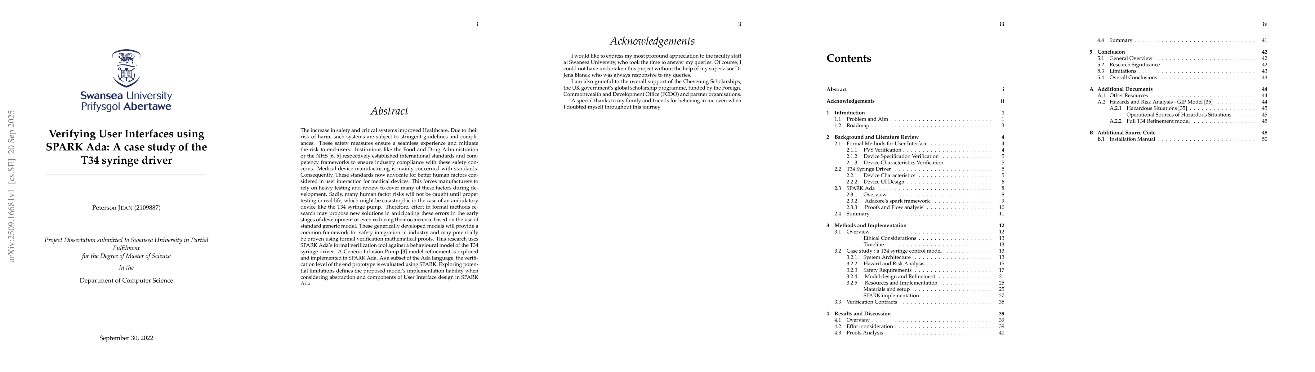 Thumbnail for Verifying User Interfaces using SPARK Ada: A Case Study of the T34
  Syringe Driver