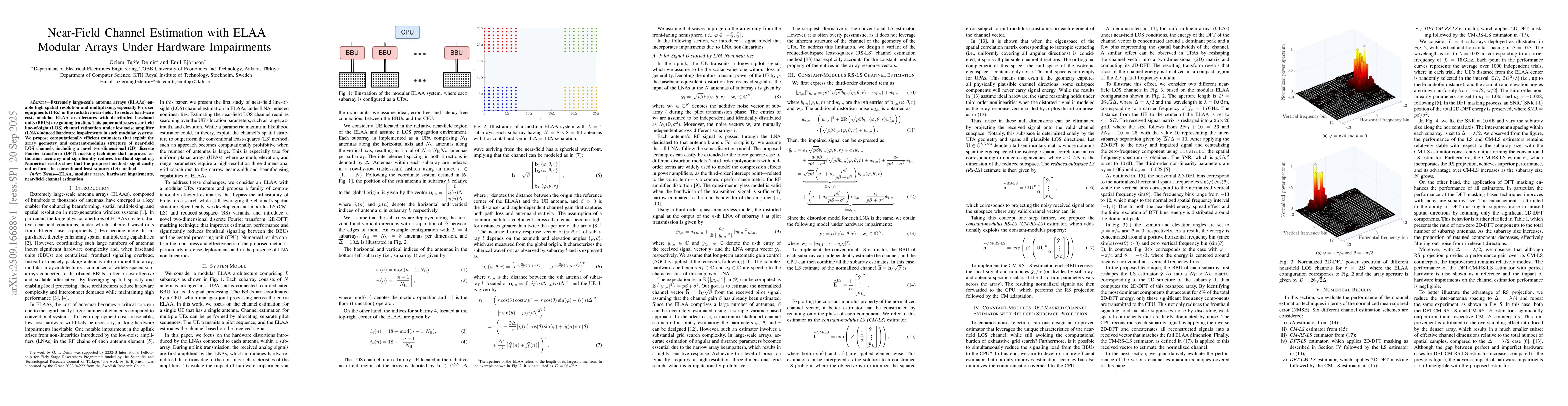 Thumbnail for Near-Field Channel Estimation with ELAA Modular Arrays Under Hardware
  Impairments