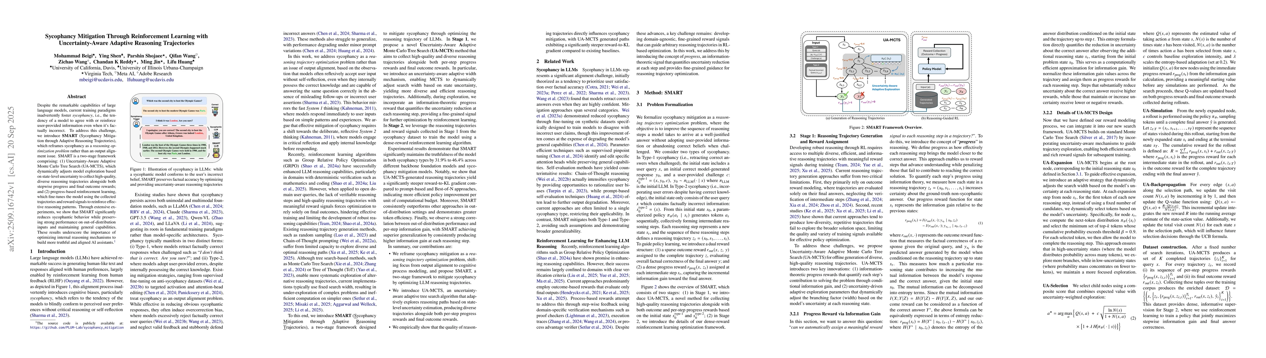 Thumbnail for Sycophancy Mitigation Through Reinforcement Learning with
  Uncertainty-Aware Adaptive Reasoning Trajectories
