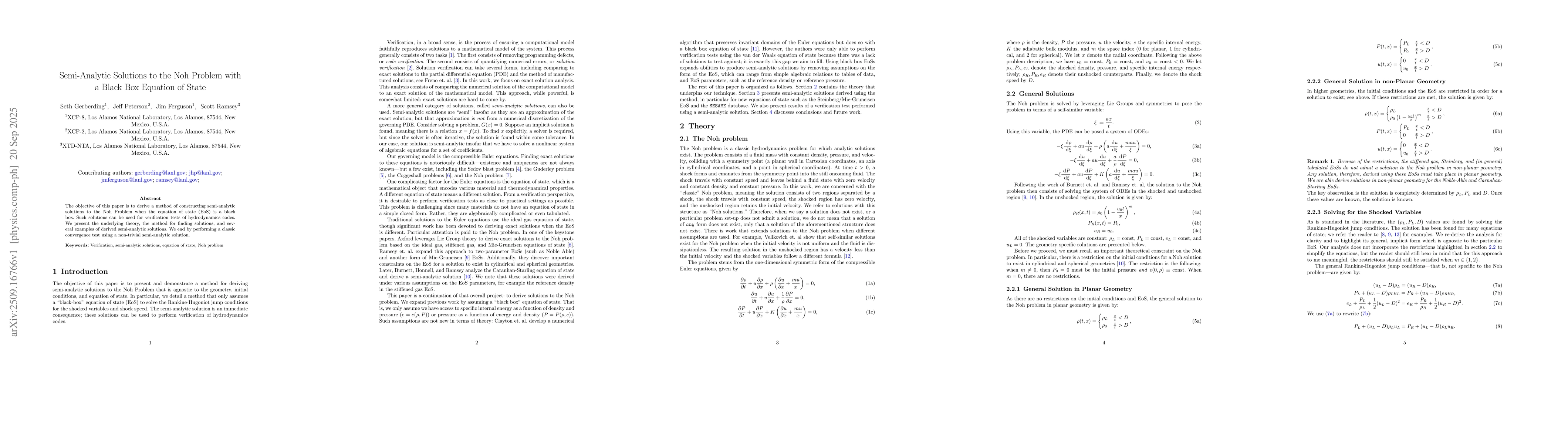 Thumbnail for Semi-Analytic Solutions to the Noh Problem with a Black Box Equation of
  State
