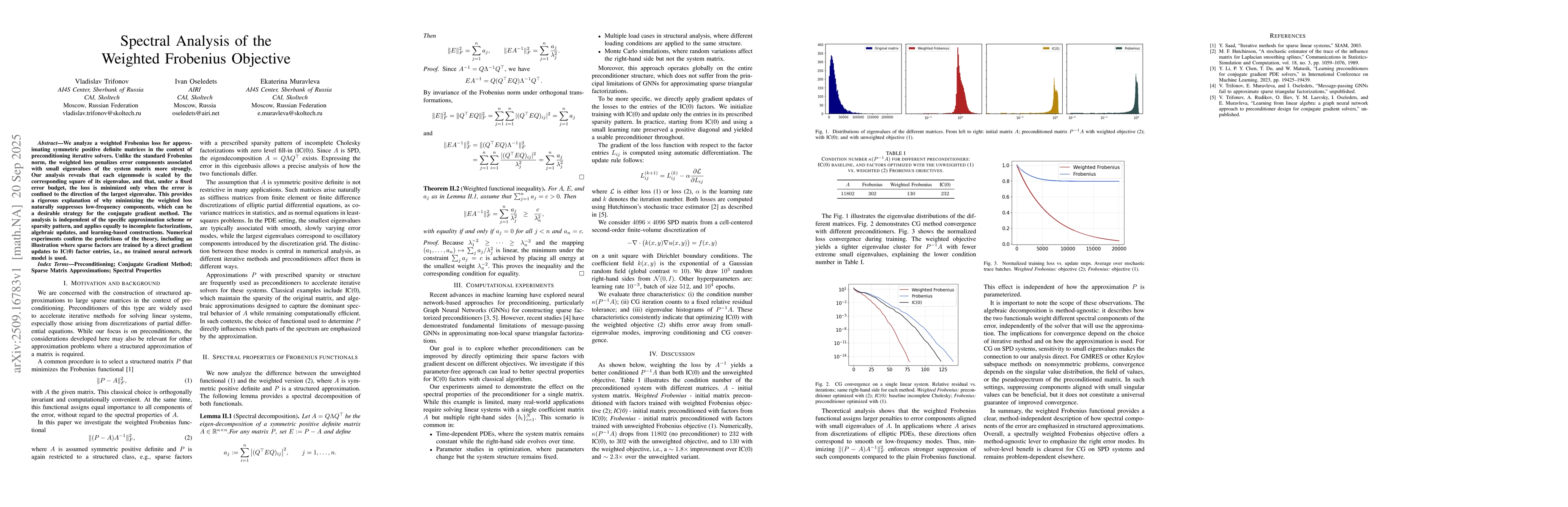 Thumbnail for Spectral Analysis of the Weighted Frobenius Objective