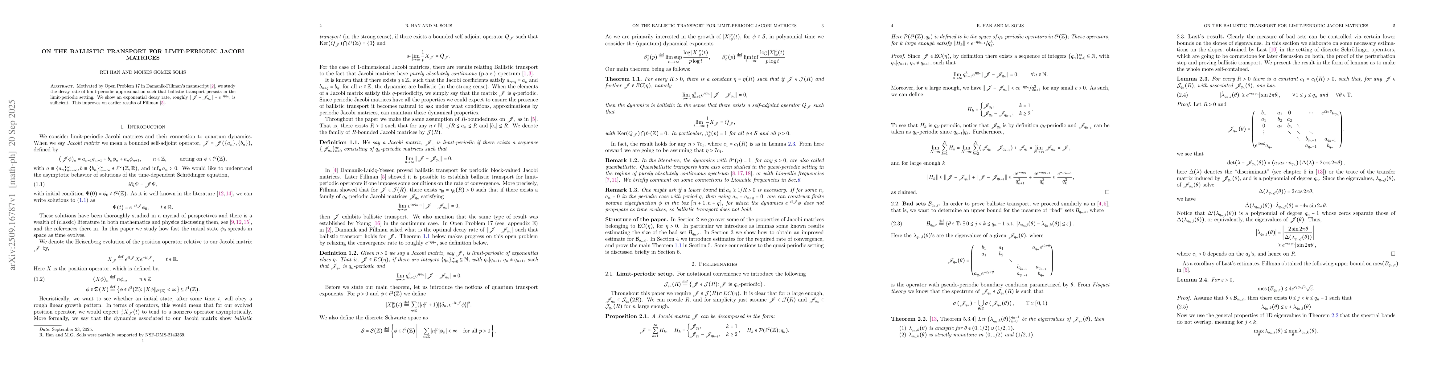Thumbnail for On the Ballistic Transport for limit-periodic Jacobi Matrices