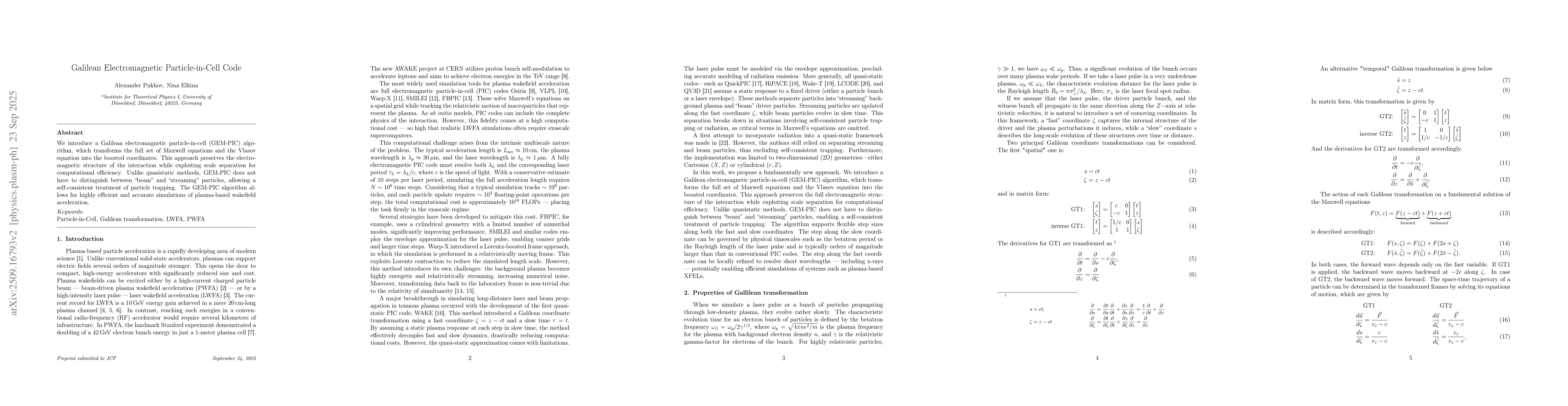 Thumbnail for Galilean Electromagnetic Particle-in-Cell Code