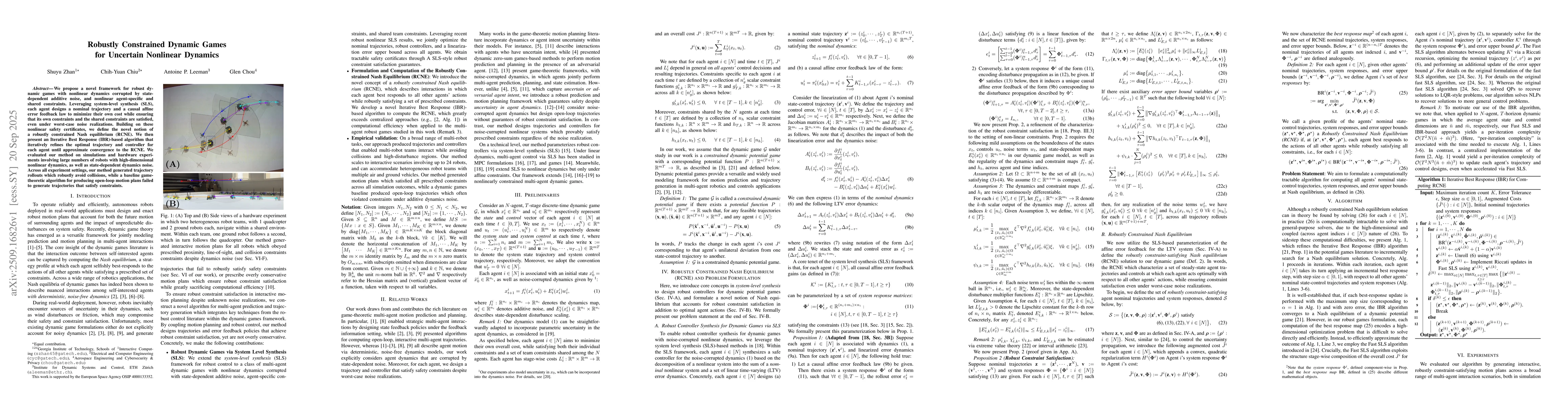 Thumbnail for Robustly Constrained Dynamic Games for Uncertain Nonlinear Dynamics