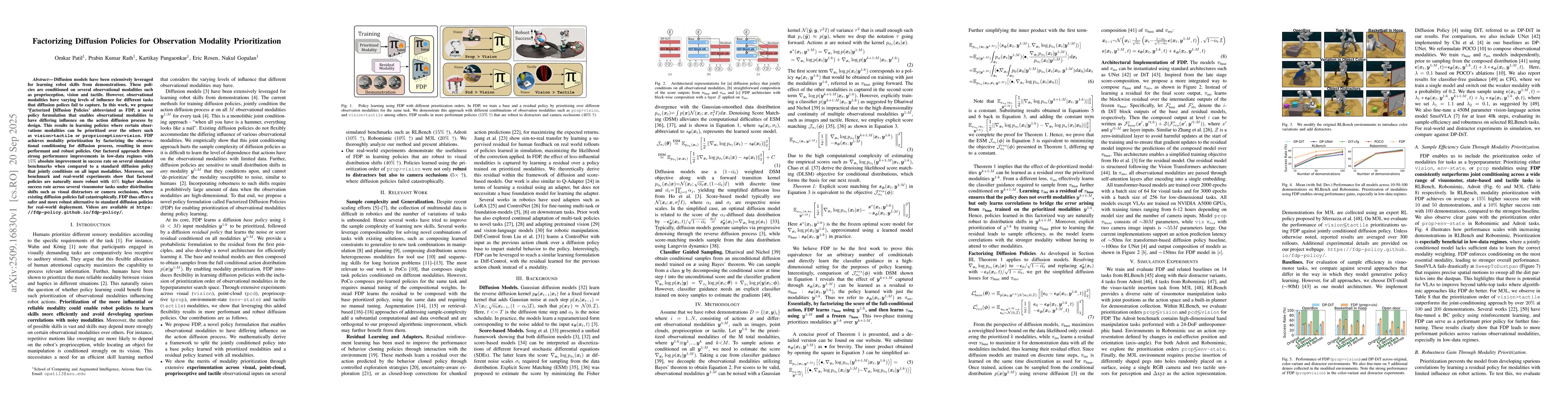 Thumbnail for Factorizing Diffusion Policies for Observation Modality Prioritization