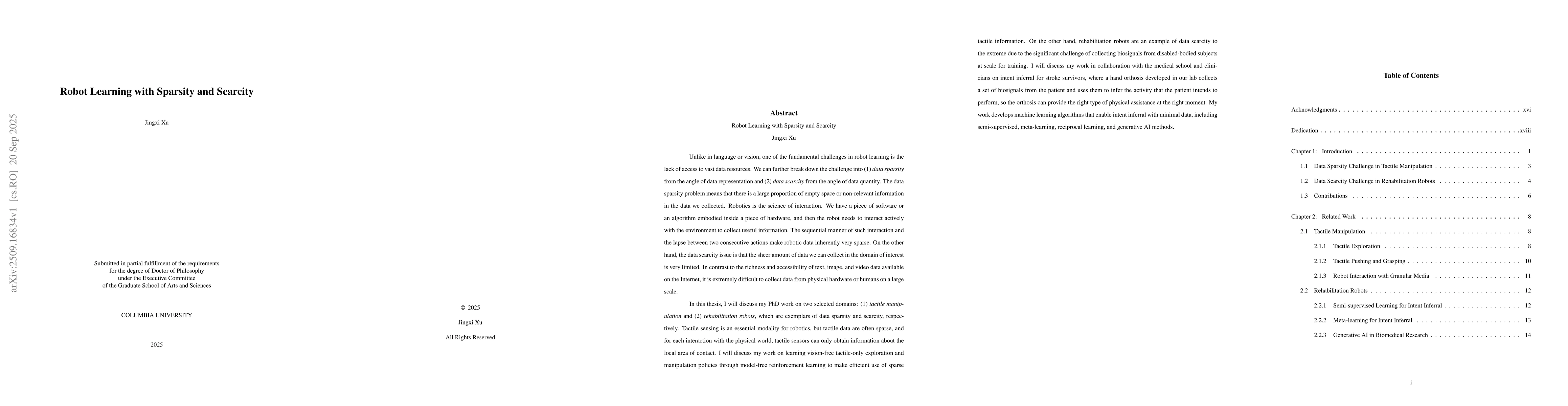 Thumbnail for Robot Learning with Sparsity and Scarcity