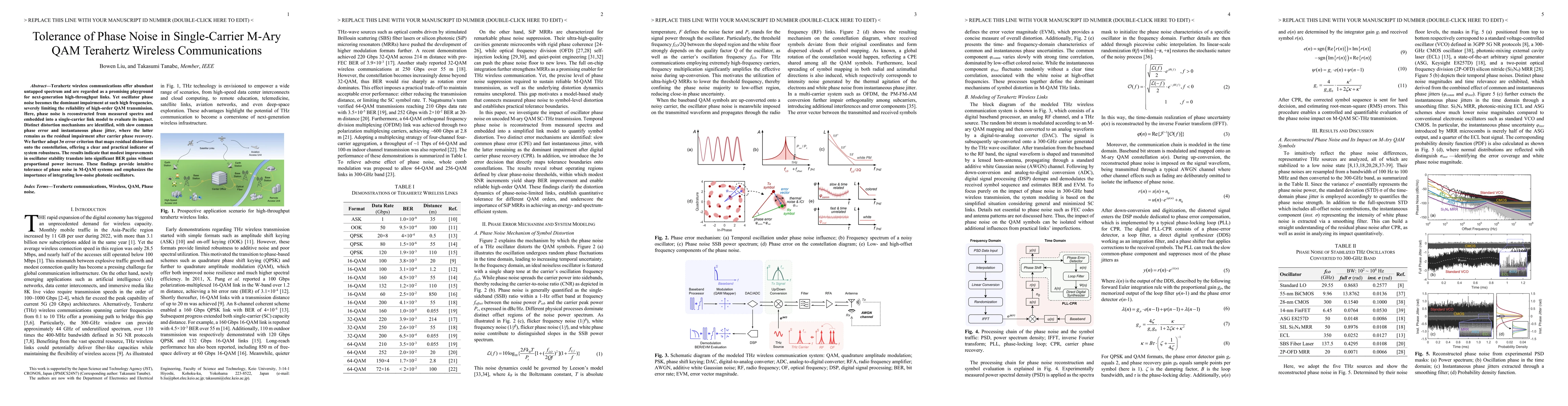 Thumbnail for Tolerance of Phase Noise in Single-Carrier M-Ary QAM Terahertz Wireless
  Communications