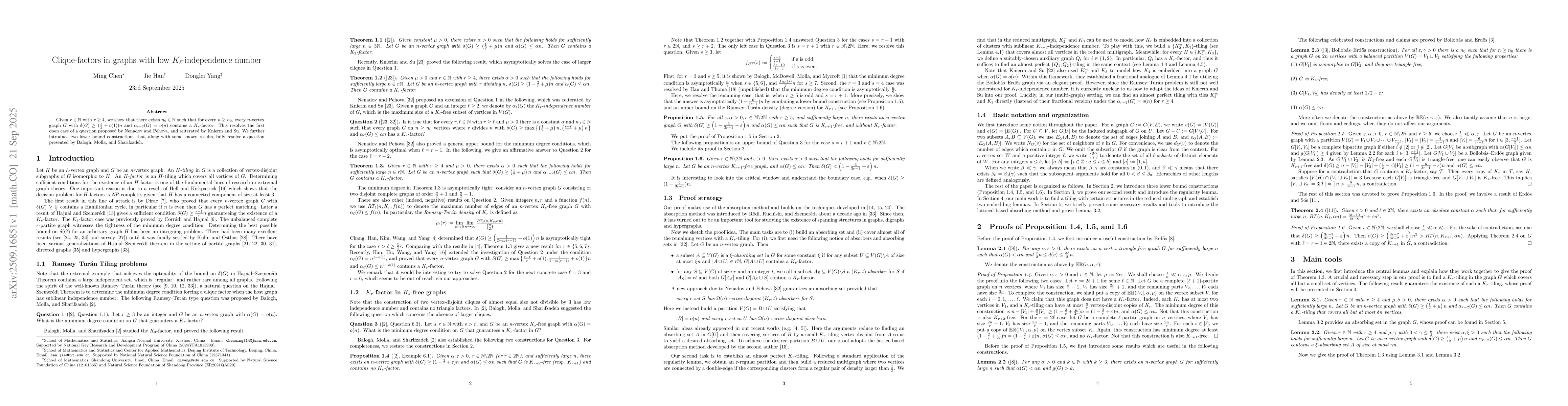 Thumbnail for Clique-factors in graphs with low $K_{\ell}$-independence number