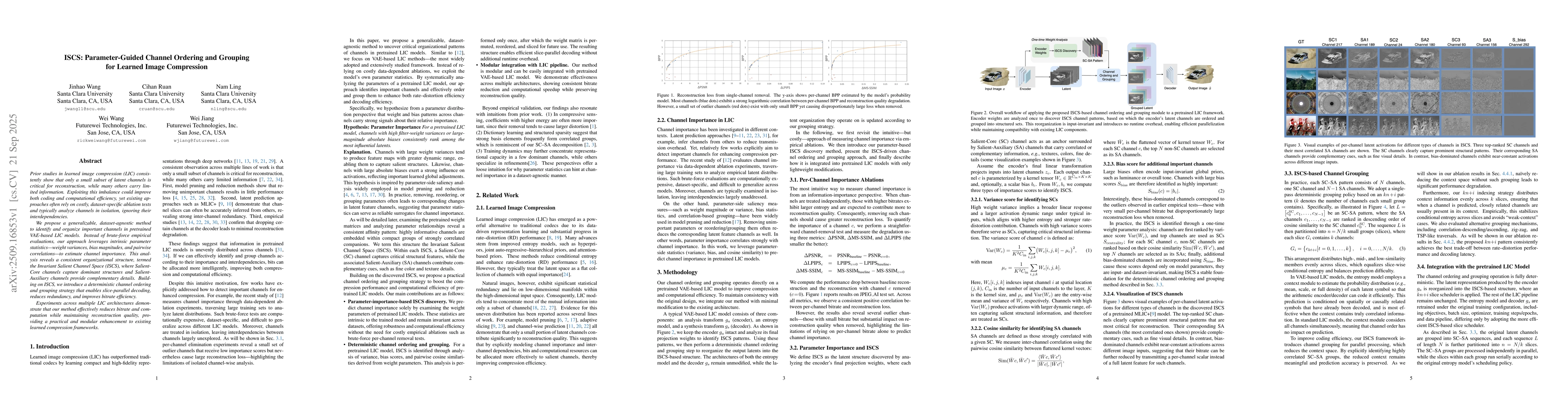 Thumbnail for ISCS: Parameter-Guided Channel Ordering and Grouping for Learned Image
  Compression