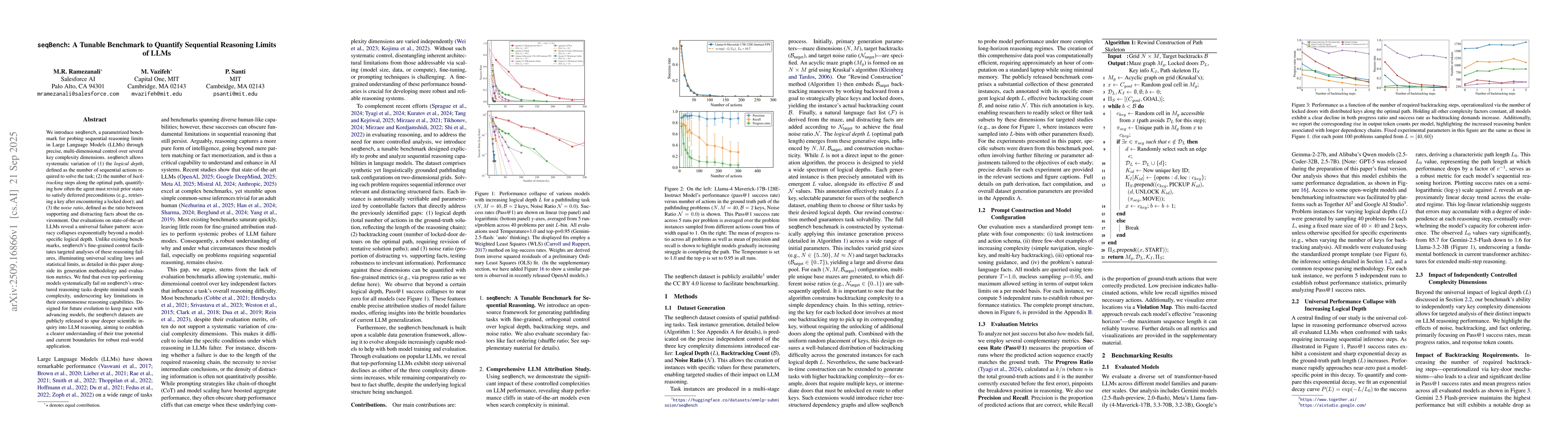 Thumbnail for seqBench: A Tunable Benchmark to Quantify Sequential Reasoning Limits of
  LLMs