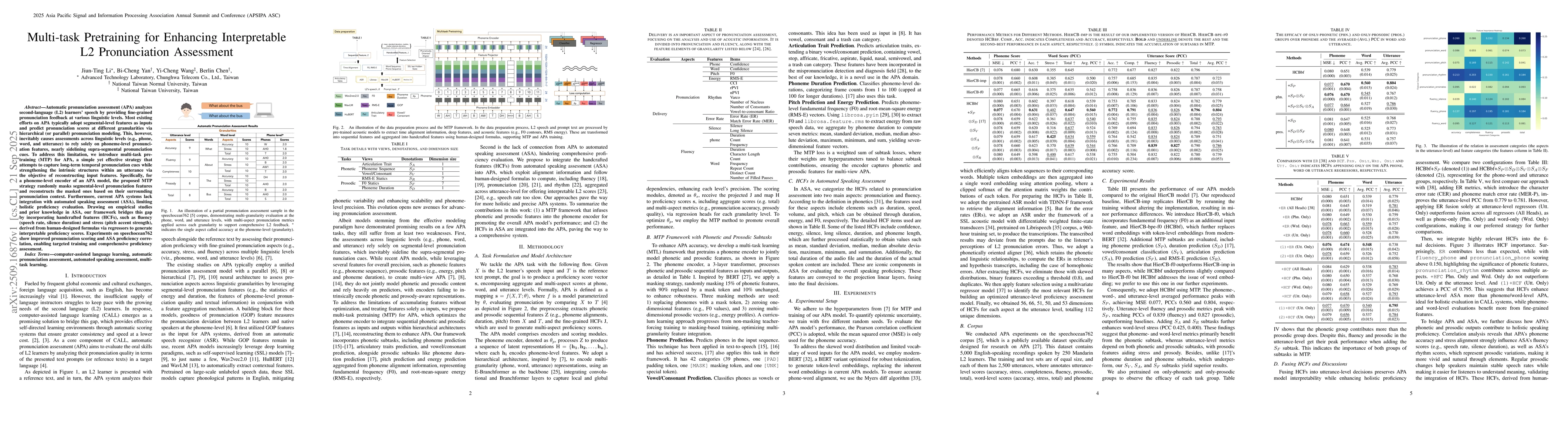 Thumbnail for Multi-task Pretraining for Enhancing Interpretable L2 Pronunciation
  Assessment