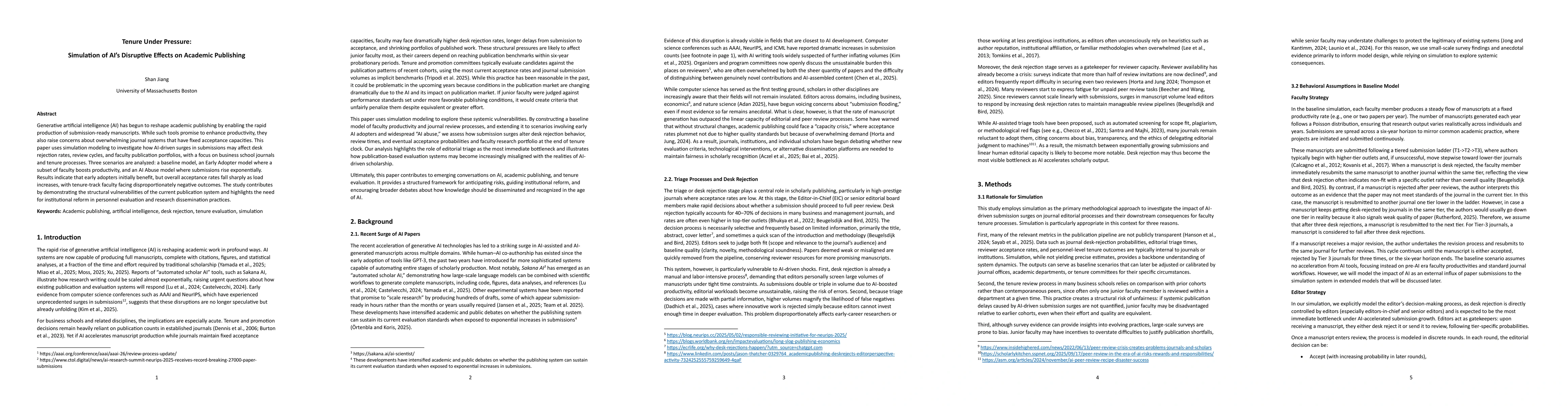 Thumbnail for Tenure Under Pressure: Simulating the Disruptive Effects of AI on
  Academic Publishing
