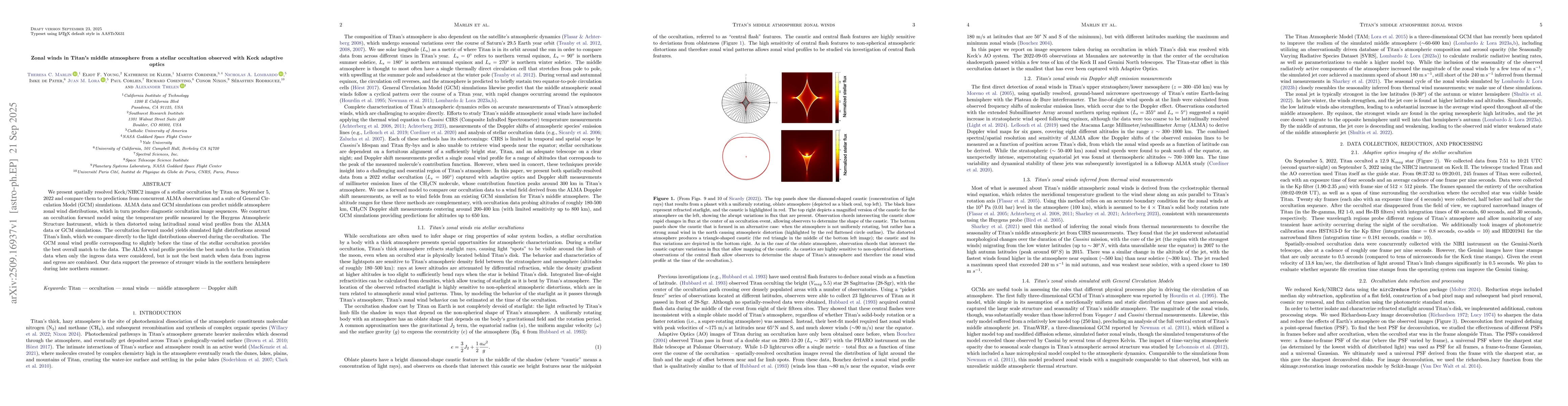 Thumbnail for Zonal winds in Titan's middle atmosphere from a stellar occultation
  observed with Keck adaptive optics