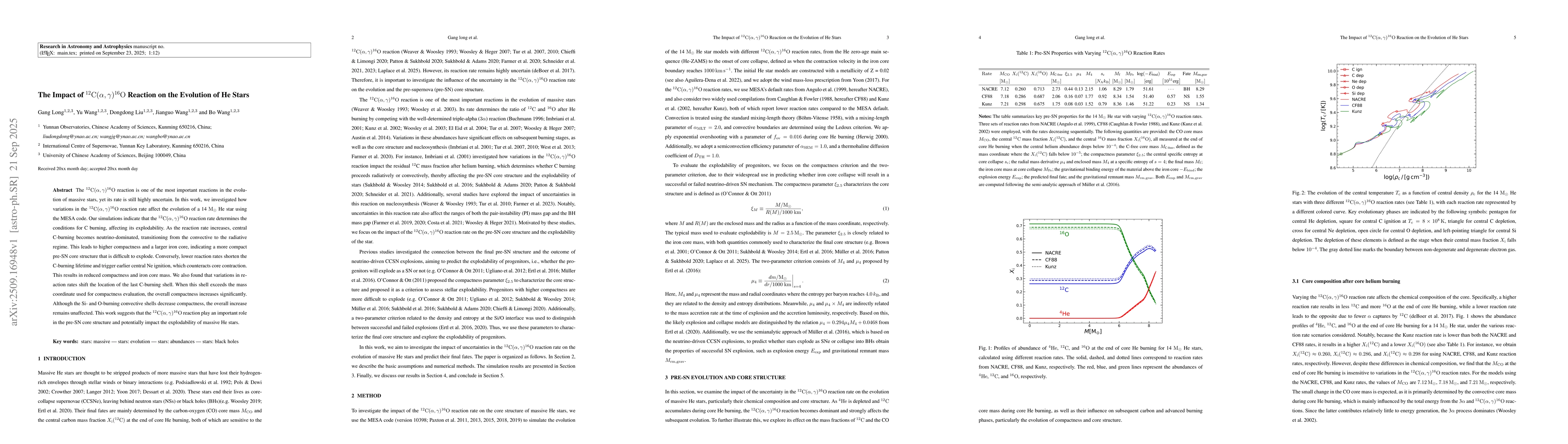 Thumbnail for The Impact of ${}^{12} \mathrm{C}(α, γ)^{16} \mathrm{O}$
  Reaction on the Evolution of He Stars