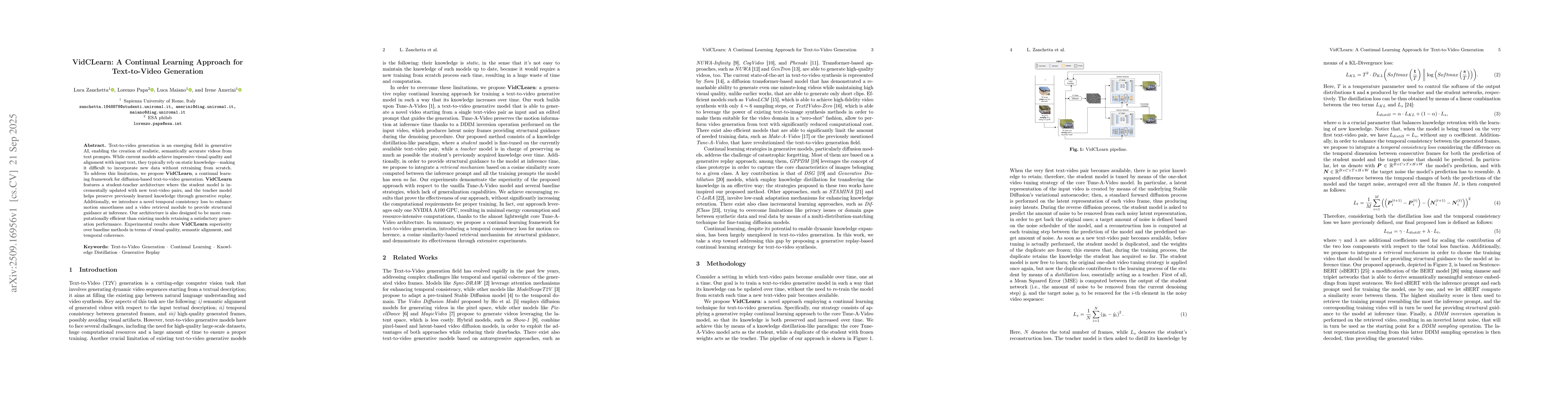 Thumbnail for VidCLearn: A Continual Learning Approach for Text-to-Video Generation
