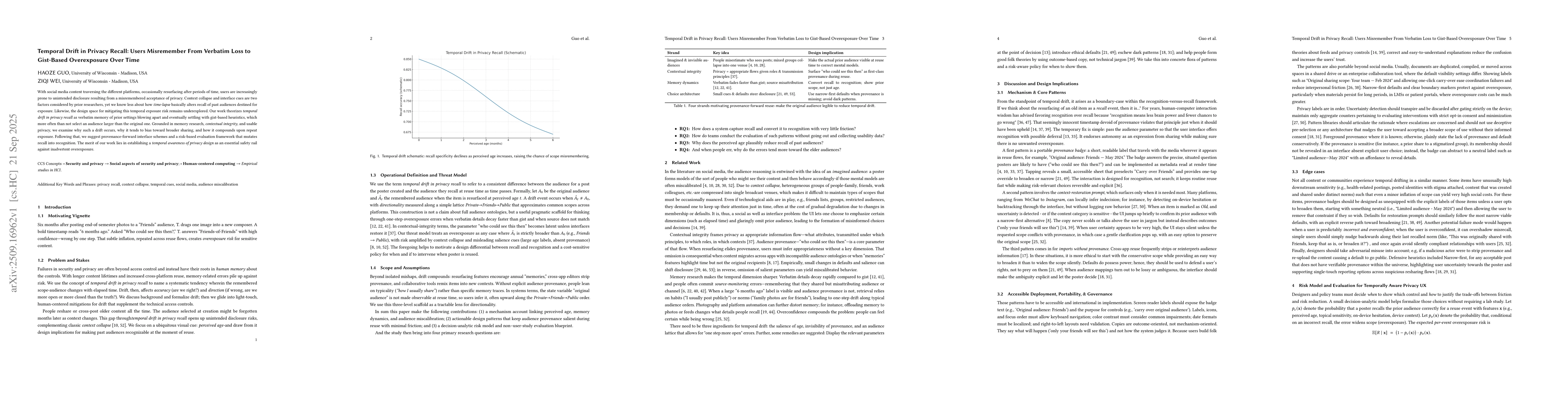 Thumbnail for Temporal Drift in Privacy Recall: Users Misremember From Verbatim Loss
  to Gist-Based Overexposure Over Time