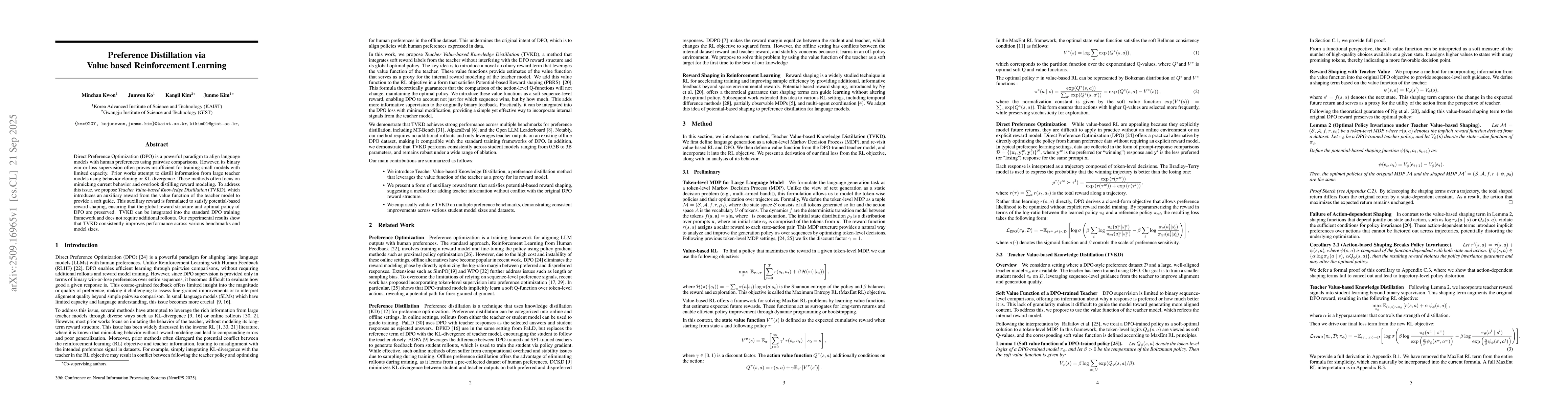 Thumbnail for Preference Distillation via Value based Reinforcement Learning
