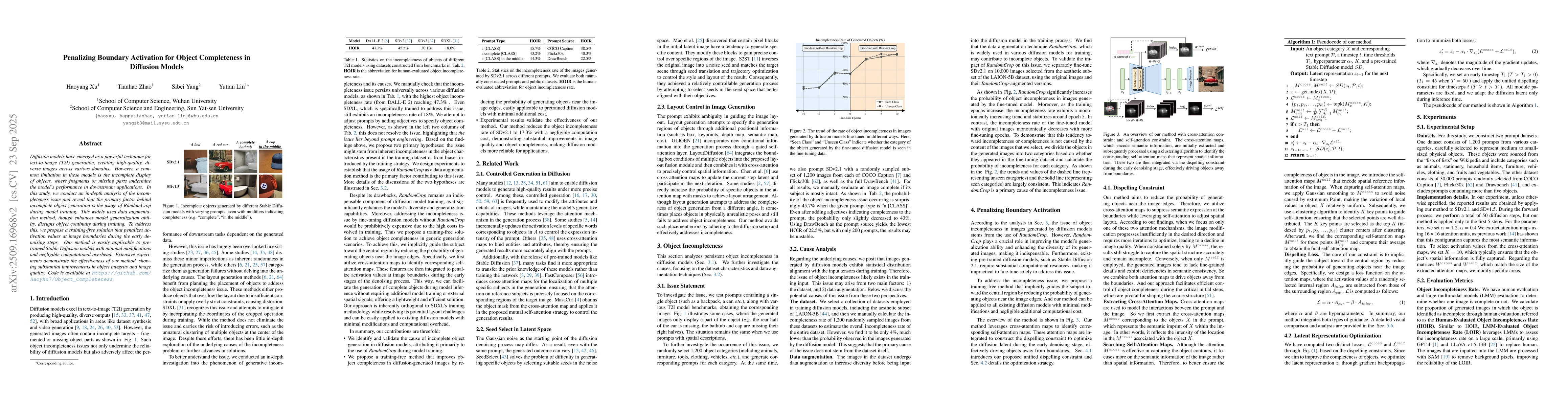 Thumbnail for Penalizing Boundary Activation for Object Completeness in Diffusion
  Models