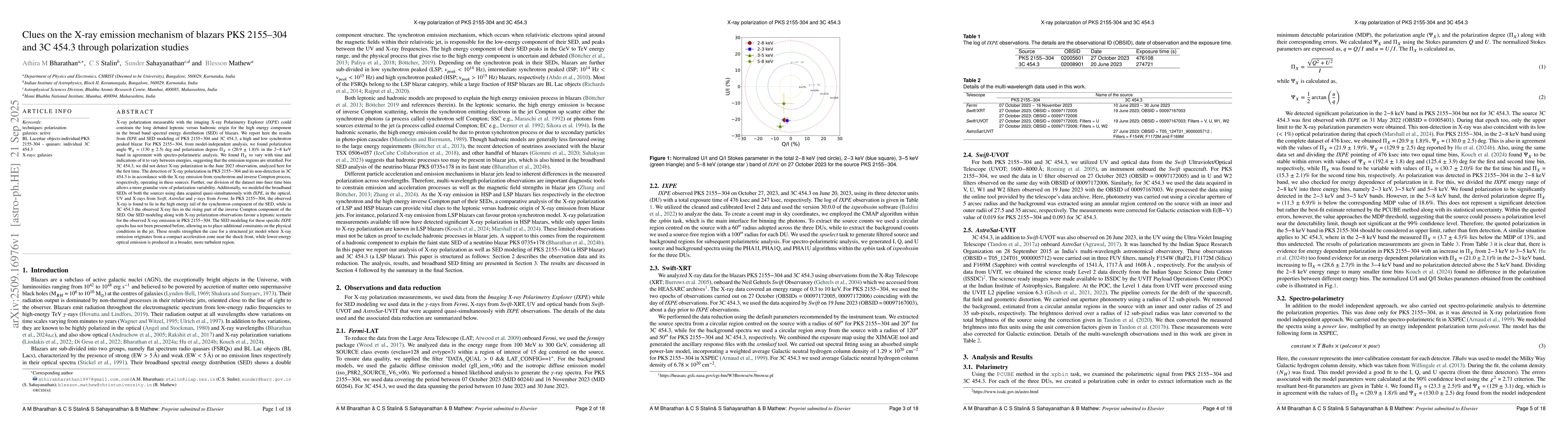 Thumbnail for Clues on the X-ray emission mechanism of blazars PKS 2155$-$304 and 3C
  454.3 through polarization studies