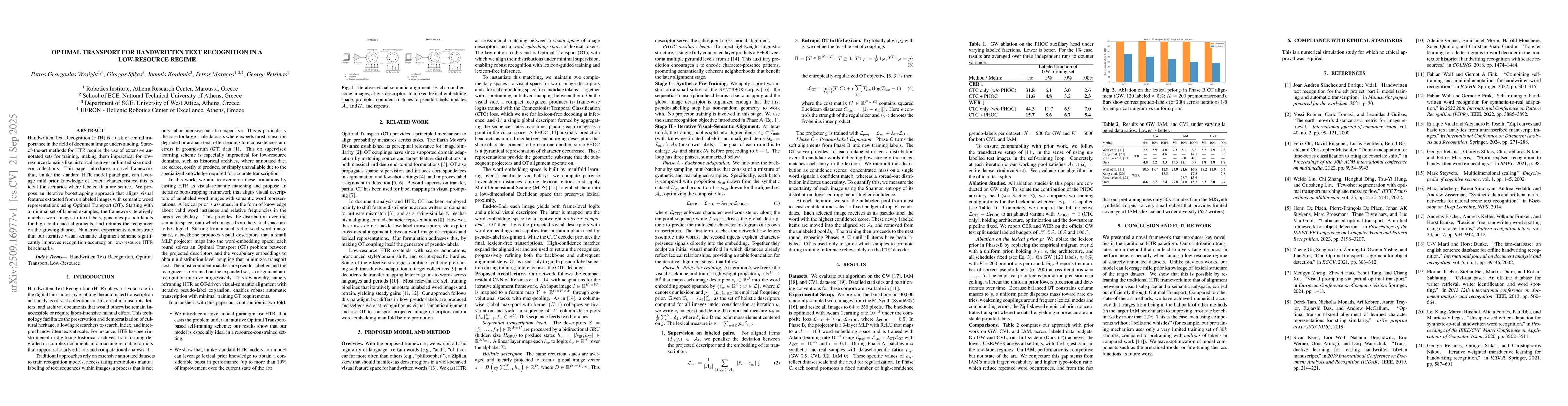 Thumbnail for Optimal Transport for Handwritten Text Recognition in a Low-Resource
  Regime