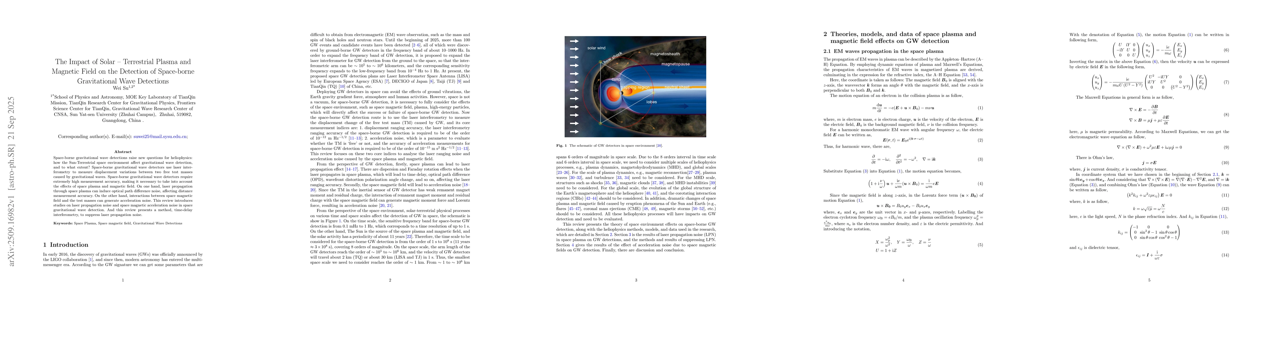 Thumbnail for The Impact of Solar-Terrestrial Plasma and Magnetic Field on the
  Detection of Space-borne Gravitational Wave Detections
