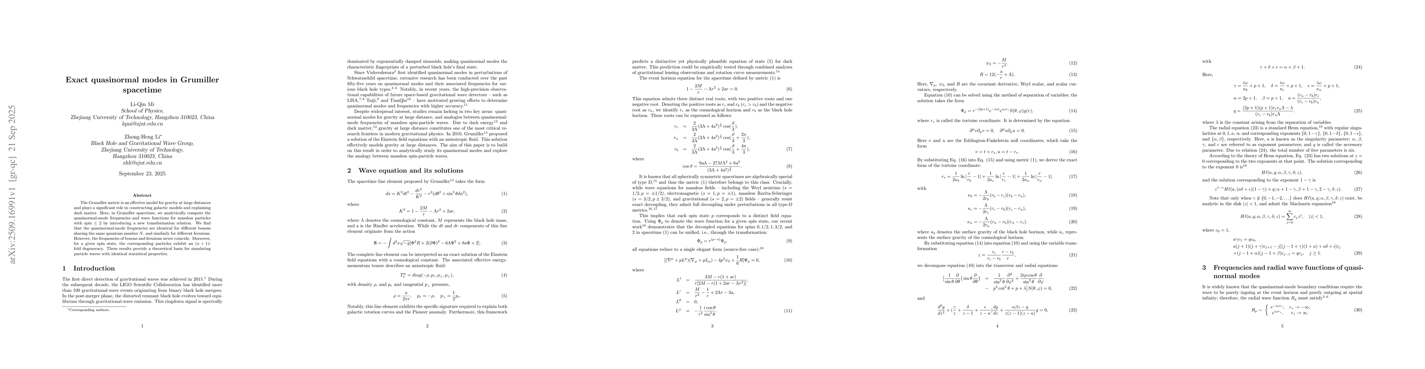 Thumbnail for Exact quasinormal modes in Grumiller spacetime