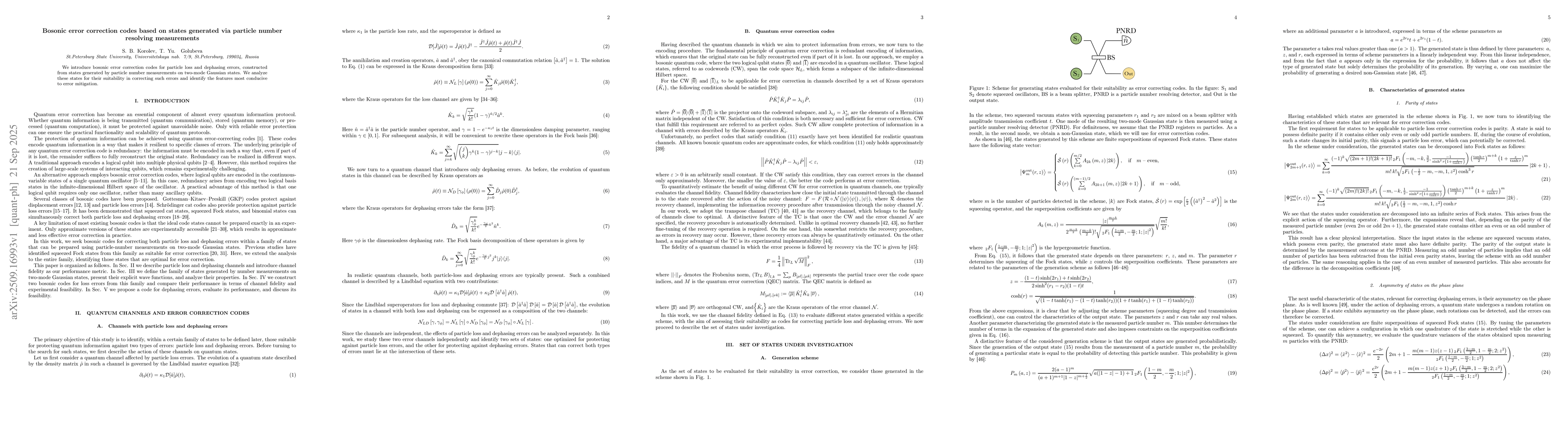 Thumbnail for Bosonic error correction codes based on states generated via particle
  number resolving measurements