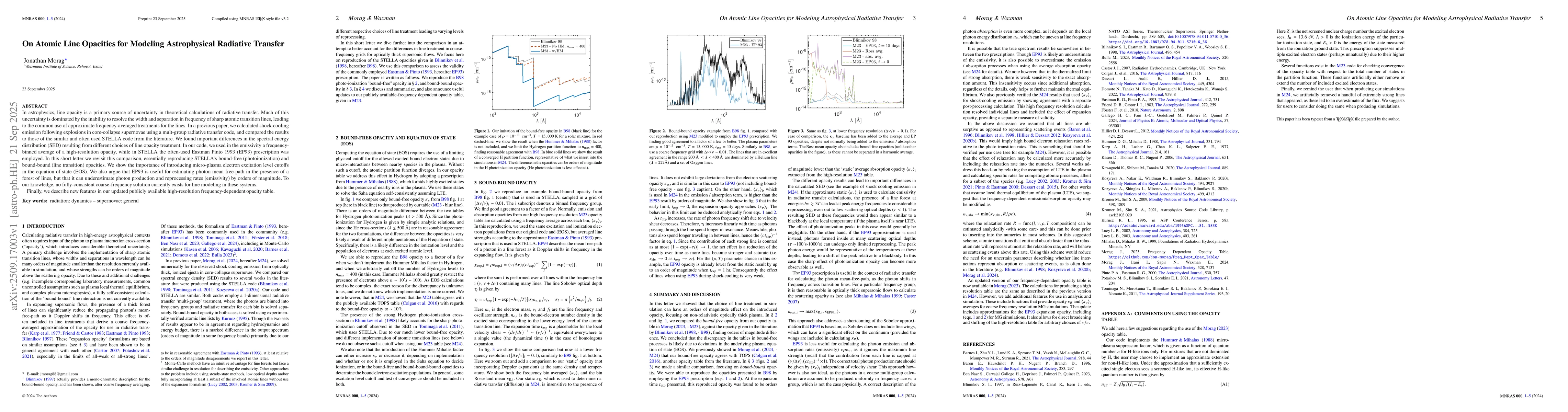 Thumbnail for On Atomic Line Opacities for Modeling Astrophysical Radiative Transfer