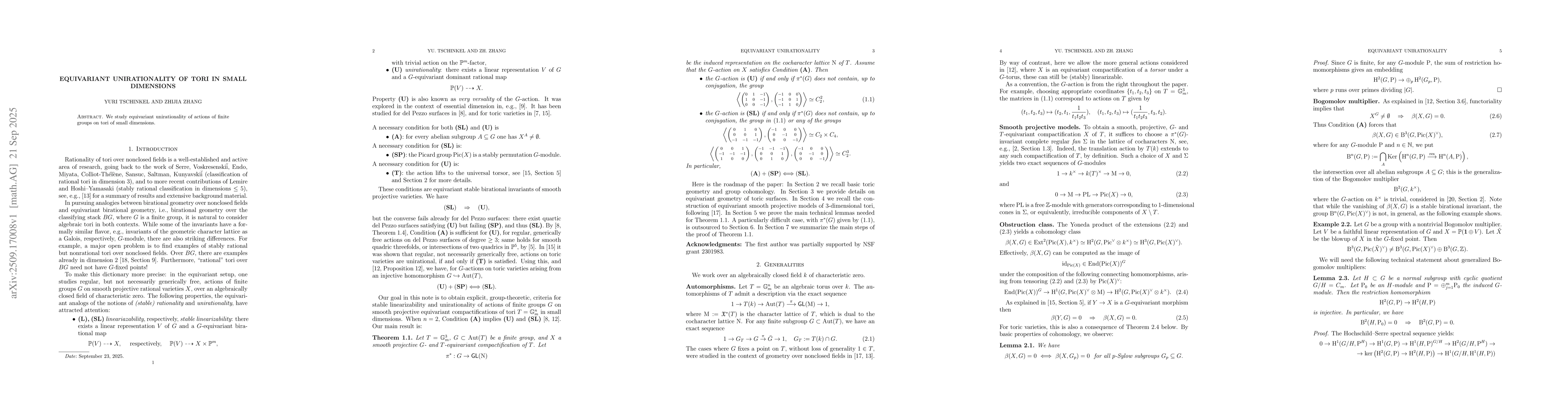 Thumbnail for Equivariant unirationality of tori in small dimensions