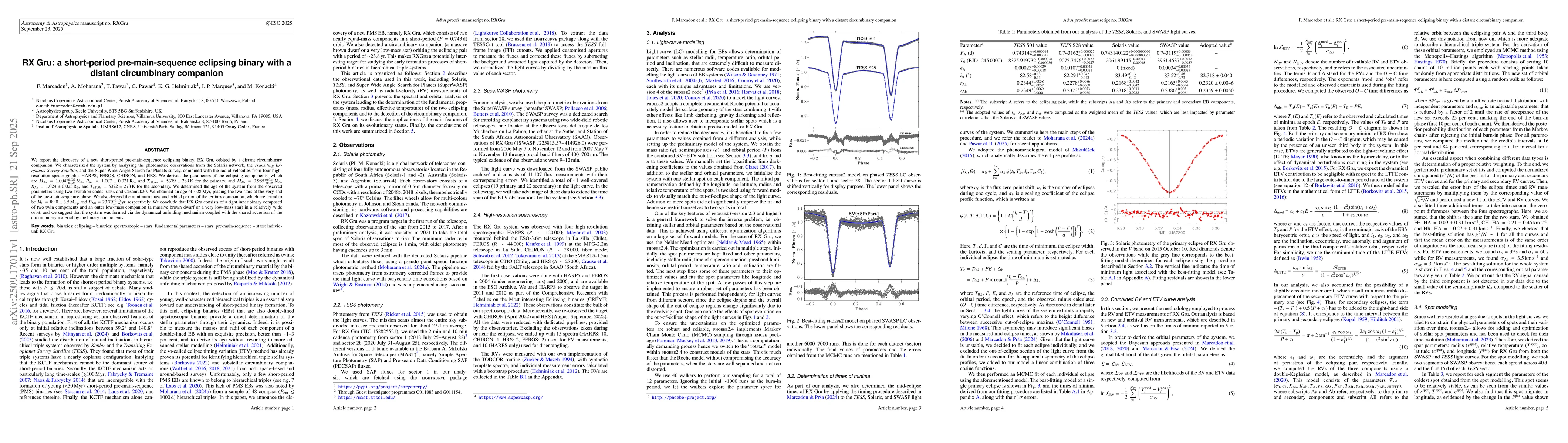 Thumbnail for RX Gru: a short-period pre-main-sequence eclipsing binary with a distant
  circumbinary companion