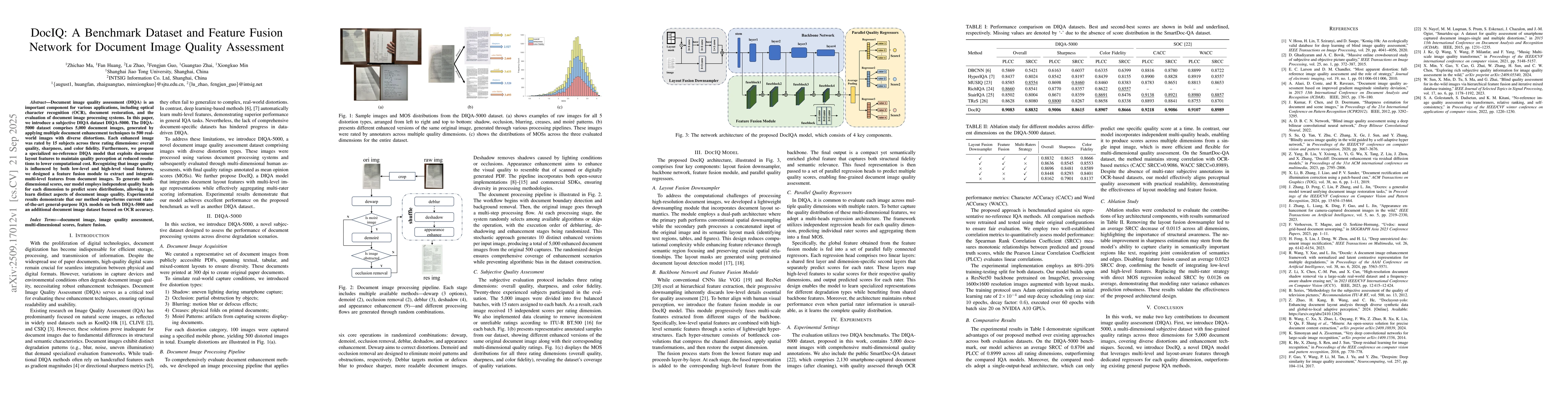 Thumbnail for DocIQ: A Benchmark Dataset and Feature Fusion Network for Document Image
  Quality Assessment