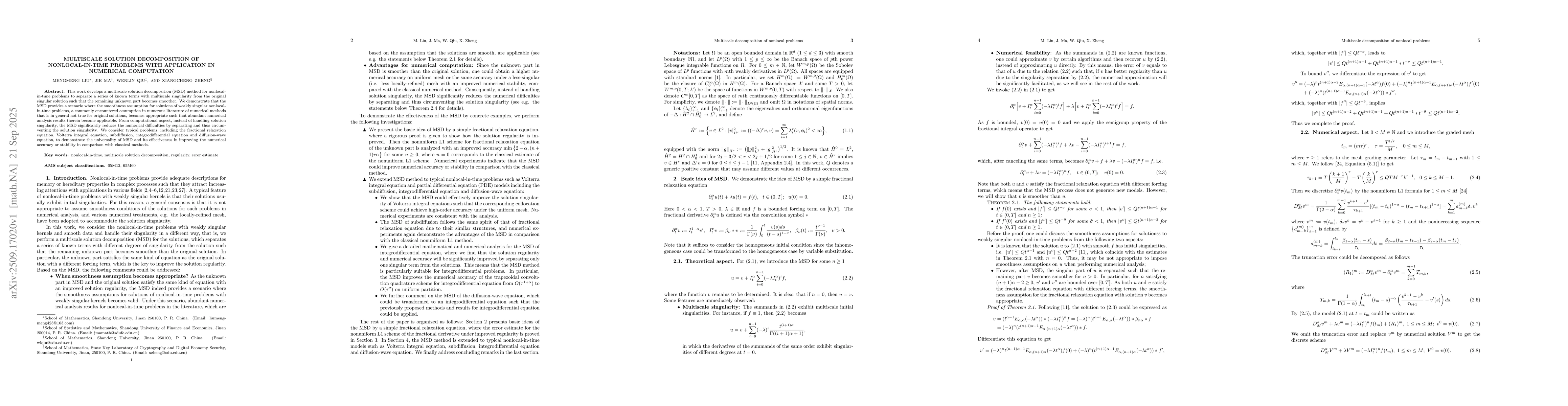 Thumbnail for Multiscale solution decomposition of nonlocal-in-time problems with
  application in numerical computation