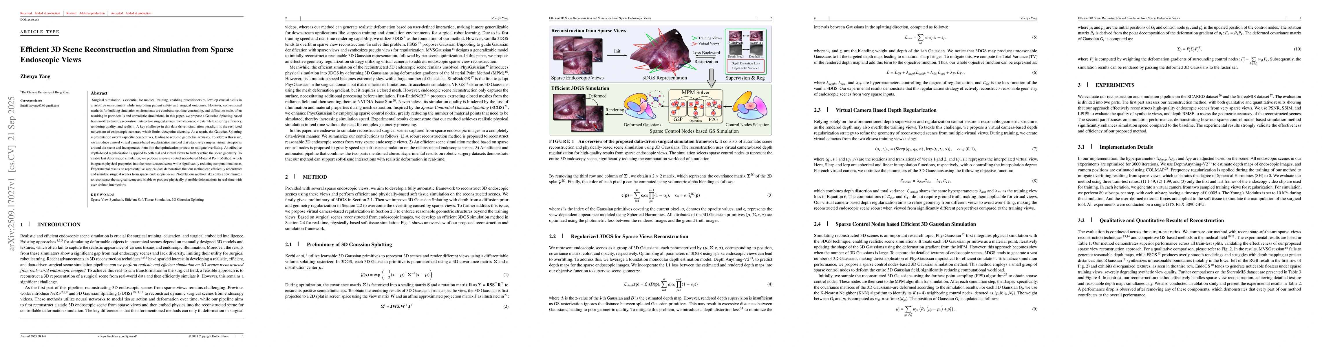 Thumbnail for Efficient 3D Scene Reconstruction and Simulation from Sparse Endoscopic
  Views