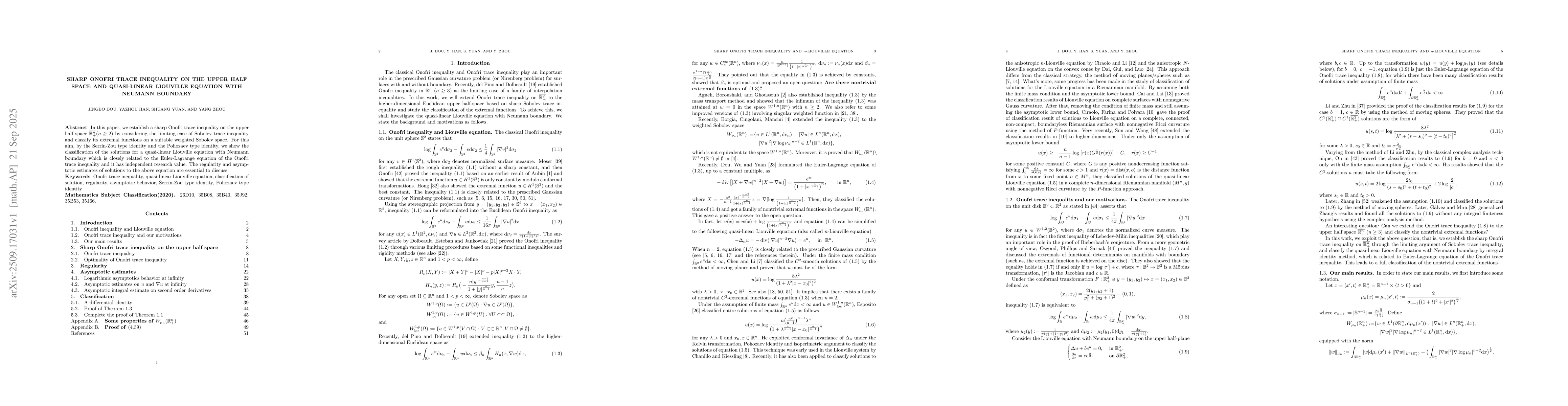 Thumbnail for Sharp Onofri trace inequality on the upper half space and quasi-linear
  Liouville equation with Neumann boundary