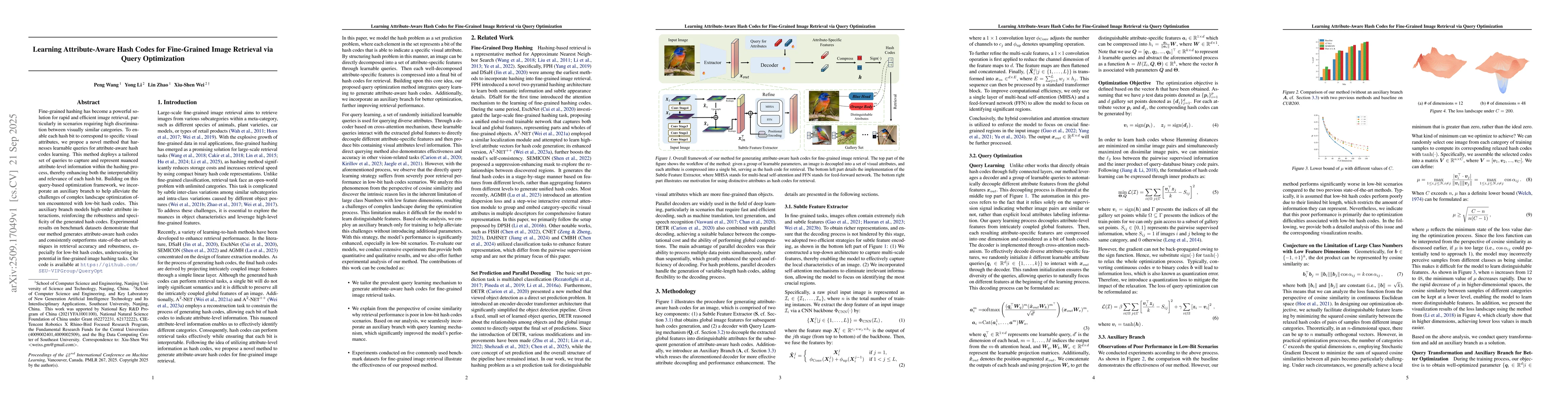 Thumbnail for Learning Attribute-Aware Hash Codes for Fine-Grained Image Retrieval via
  Query Optimization